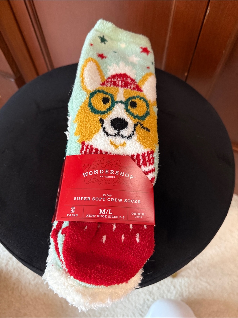 Wondershop Corgi Crew Socks in Mint & Red
